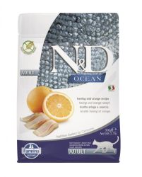 N&D Ocean Τροφή για Ενήλικες Γάτες με Ρέγγα & Πορτοκάλι  300 g