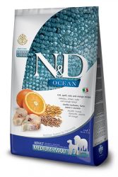 N&D Ocean Σκύλος Adult Medium & Maxi Μπακαλιάρος, Όλυρα, Βρώμη & Πορτοκάλι  2.5 kg