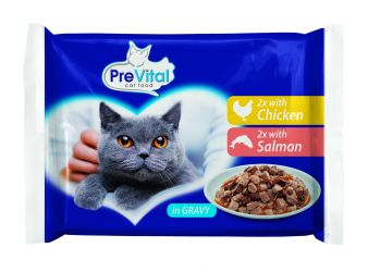 PreVital σε φακελάκι με κοτόπουλο και σολομό 4 x  100 g