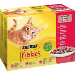 Friskies υγρή τροφή γάτας σε σάλτσα - με κοτόπουλο, βοδινό, αρνί, πάπια 10 x  85 g