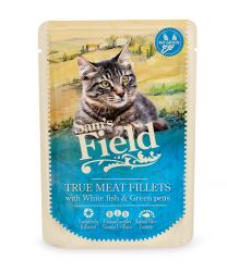 Sam's Field True Meat Filettes - Λευκό ψάρι & Πράσινα μπιζέλια σε φακελάκι  85 g