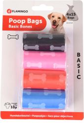 Flamingo σακούλες συλλογής σκυλίσιων περιττωμάτων - σχέδιο κόκκαλο 4 x  15 db