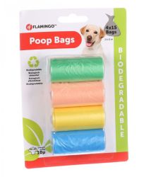 Flamingo Βιοδιασπώμενες Σακούλες Περισυλλογής Σκυλίσιων Περιττωμάτων - Μίξ 4 x  15 db