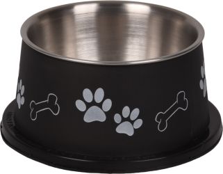 Flamingo Bella Kena μεταλλικό μπολ για σκύλους με μακριά αυτιά - μαύρο  640 ml