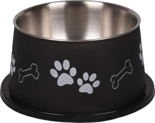 Flamingo Bella Kena μεταλλικό μπολ για σκύλους με μακριά αυτιά - μαύρο  900 ml