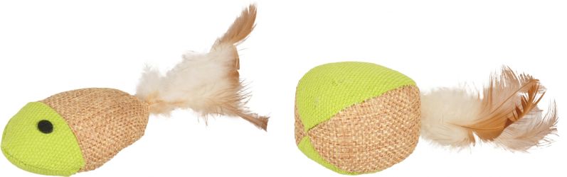 Flamingo παιχνίδι μπάλα και ψάρι με φτερά για γάτες  10 cm