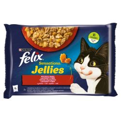 Felix Sensations Jellies επιλογή με βοδινό και κοτόπουλο 4 x  85 g
