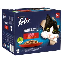 Felix Fantastic Házias Válogatás csirkével, marhával, nyúllal, báránnyal 24 x  85 g