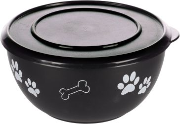 Flamingo Bella Kena μεταλλικό μπολ με καπάκι για σκύλους - μαύρο  1250 ml
