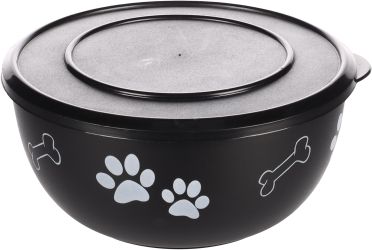Flamingo Bella Kena μεταλλικό μπολ με καπάκι για σκύλους - μαύρο  1700 ml