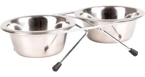 Flamingo Μεταλλικό Μπολ Arjun Duo - Ασημί 2 x 1600 ml   1 db