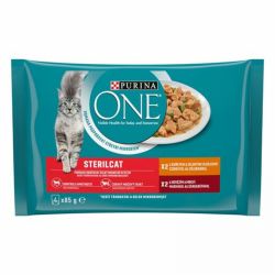 Purina ONE Sterilcat τροφή γάτας με κοτόπουλο και βοδινό 4 x  85 g