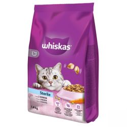 Whiskas Adult ξηρή τροφή για στειρωμένες γάτες με σολομό  1.4 kg