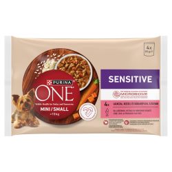 Purina ONE MINI Sensitive/Delicate υγρή τροφή σκύλου με σολομό 4 x 85 g