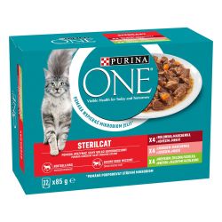 Purina ONE Sterilcat υγρή τροφή με βοδινό, σολομό, γαλοπούλα και λαχανικά 12 x  85 g