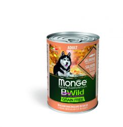 Monge BWild Grain Free Adult κονσέρβα σκύλου - σολομός με κολοκύθα και κολοκυθάκι  400 g