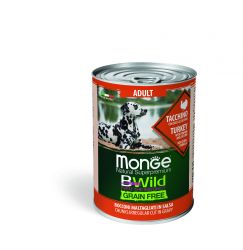 Monge BWild Grain Free Adult κονσέρβα σκύλου - γαλοπούλα με κολοκύθα και κολοκυθάκι  400 g