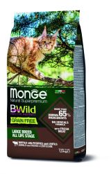 Monge BWild Grain Free ξηρή τροφή για μεγάλες γάτες - βουβάλι, πατάτα, φακή  1.5 kg