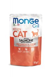 Monge Grill Cat Kitten Μπουκιές Σολομού σε Ζελέ  85 g