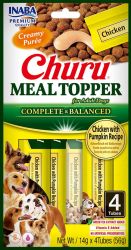 Inaba Dog Churu Meal Topper - κοτόπουλο-κολοκύθα 4 x  14 g