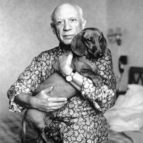 Picasso kutyájával,forrás:surinenglish.com
